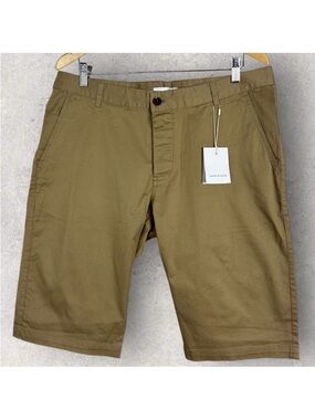 NWT Samsoe Bermuda Shorts Brown Size XL‎ Button Fly Khaki Balder Minimalist NEW